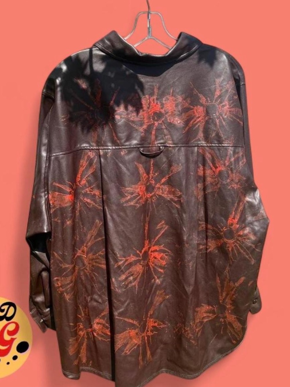 A NEW DAY painted faux leather button down shirt